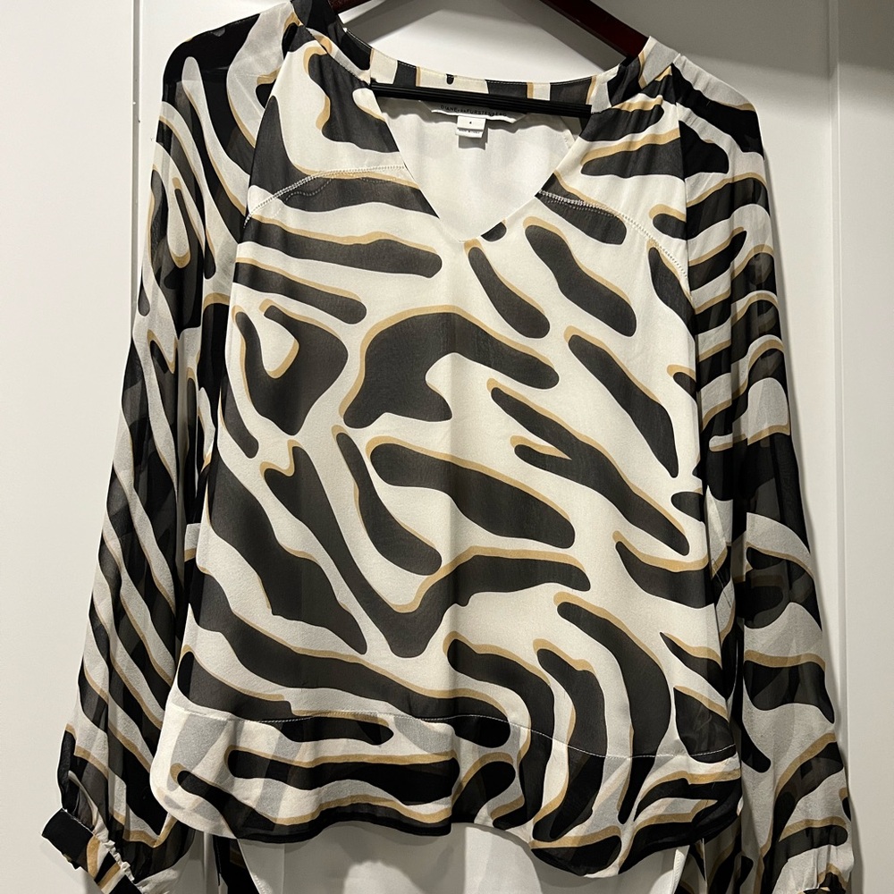 DVF silk print boho style blouse